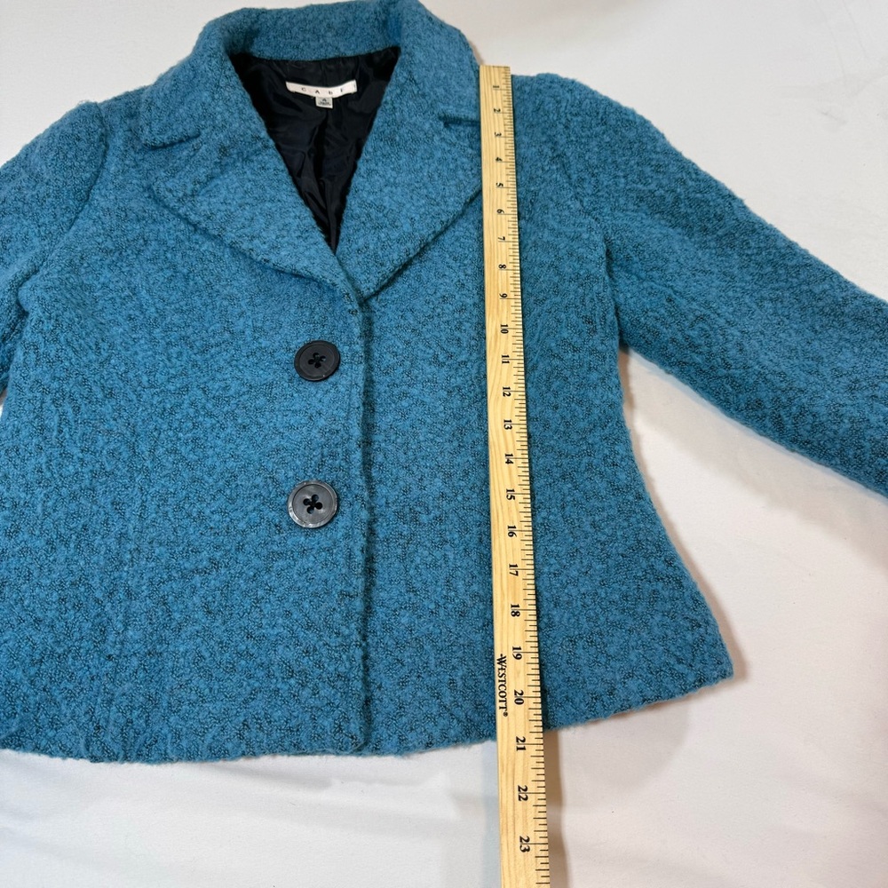 CAbi Wool Blend Turquoise Blue Button Up Jacket Blazer Lined Womens 4 - Picture 7 of 12